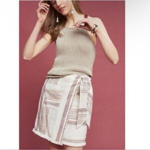 ANTHROPOLOGIE | HOLDING HORSES Boho Fringe Wrap Neutral Skirt Women’s Size 0